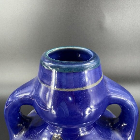 Vintage 1980s Japanese Porcelain Double Handle Vase Vessel Hand Made In Japan - Picture 10 of 12